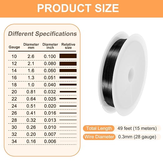 HARFINGTON 49ft Jewelry Wire, 28 Gauge Brass Craft Soft Metal Tarnish Resistant - Image 2