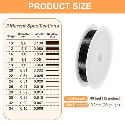 HARFINGTON 49ft Jewelry Wire, 28 Gauge Brass Craft Soft Metal Tarnish Resistant - Image 2
