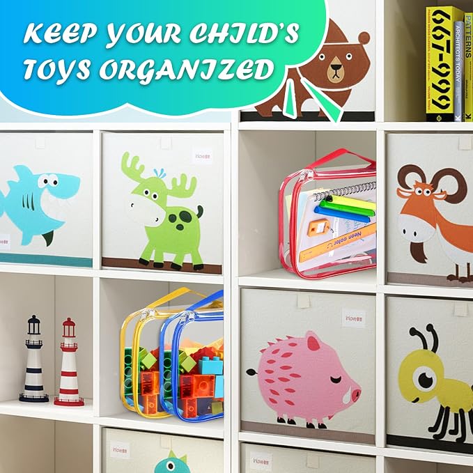 8 Packs Toy Storage Bags with Zipper, Reusable Toy Storage Organizer with - Image 5