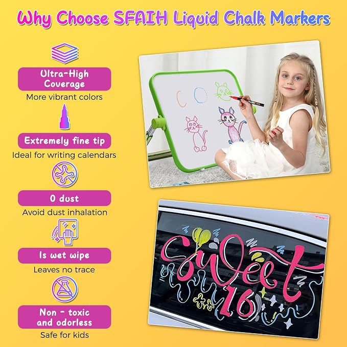 SFAIH 8 Vibrant Liquid Chalk Markers Erasable - Image 7