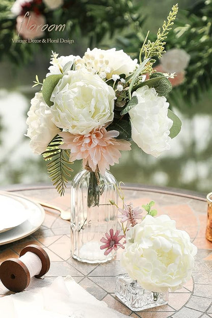 Floroom Artificial Flowers 16pcs 4" Ivory Blooming Peonies Real Looking Foam - Image 3