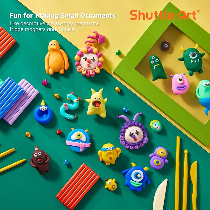 Shuttle Art Polymer Clay Kit, 50 Colors, Soft Oven Clay Kit, 19 Carving Tools - Image 5
