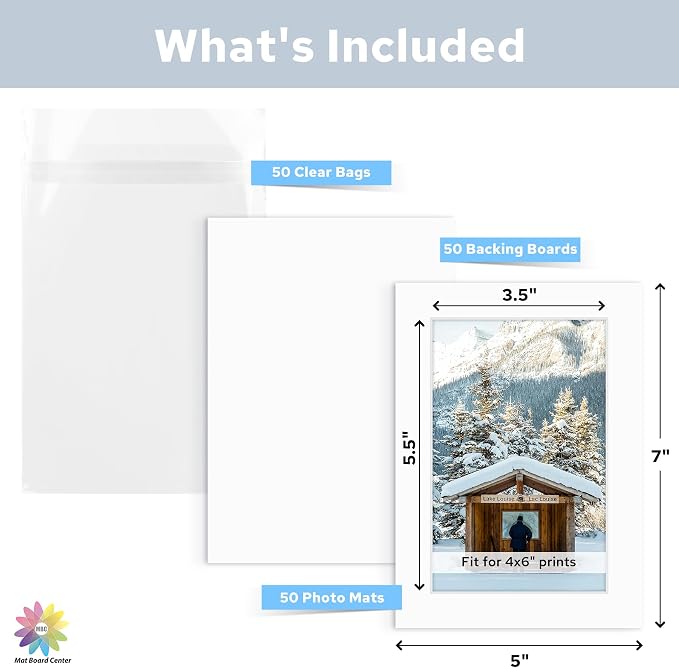 Mat Board Center, 5x7 for 4x6 White Mat Kit - Image 2