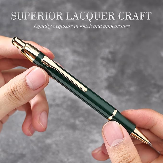 Green lacquer Gel Pen With 24K Gold Finish, Retractable, Gift Pen Set, - Image 6