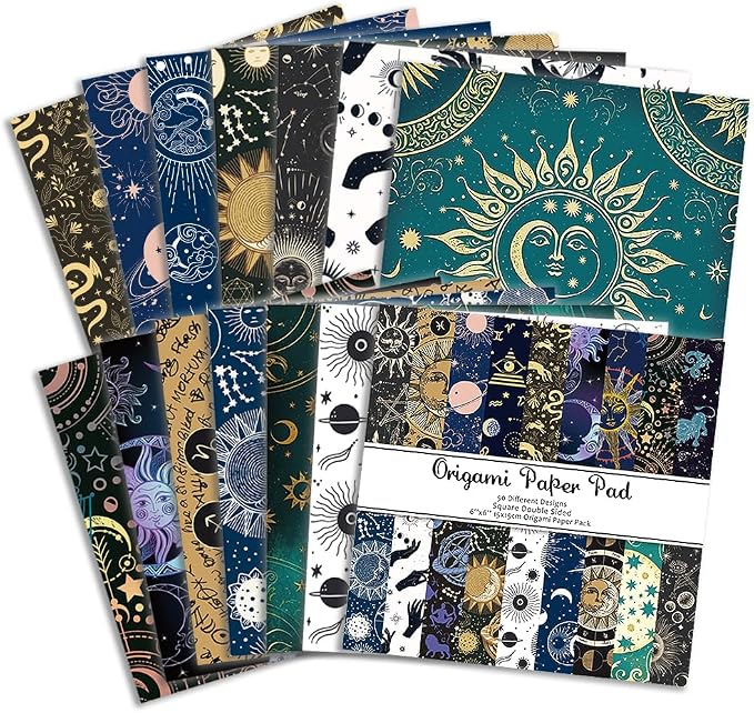 Origami Paper Kit 50 Sheets 70GSM 6 Inch Square Double Sided Color 50 Vivid - Image 3