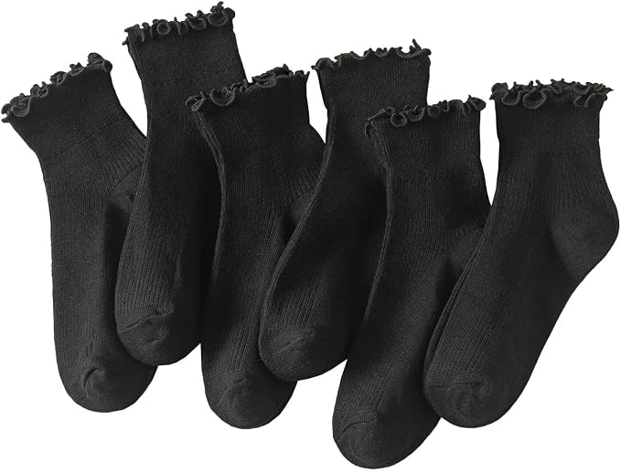 Hstyle 6 Pairs of Ruffle Socks Women, Cute Ruffle Ankle Socks by Hstyle