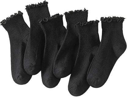 Hstyle 6 Pairs of Ruffle Socks Women, Cute Ruffle Ankle Socks by Hstyle