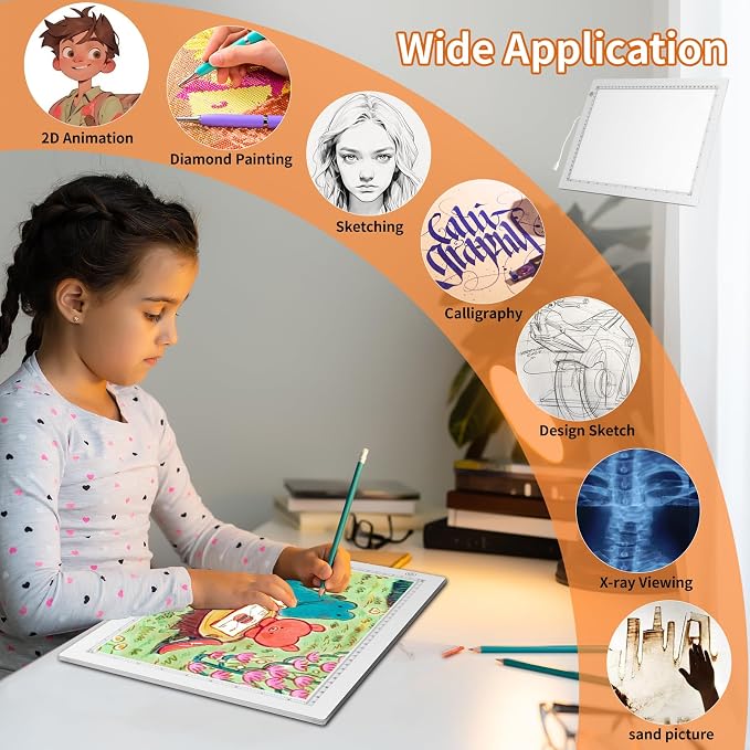 A4 LED Light Box for Tracing, elice Artist Drawing Lightbox Light Table Light - Image 5