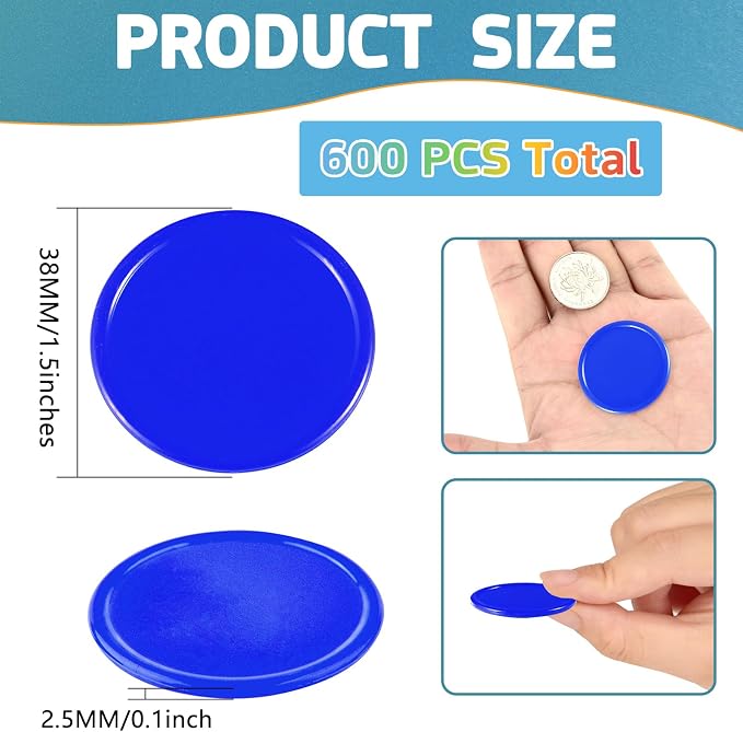 Coopay 1 1/2 Inches Plastic Poker Chips Learning Counters Disks Bingo Chip - Image 2