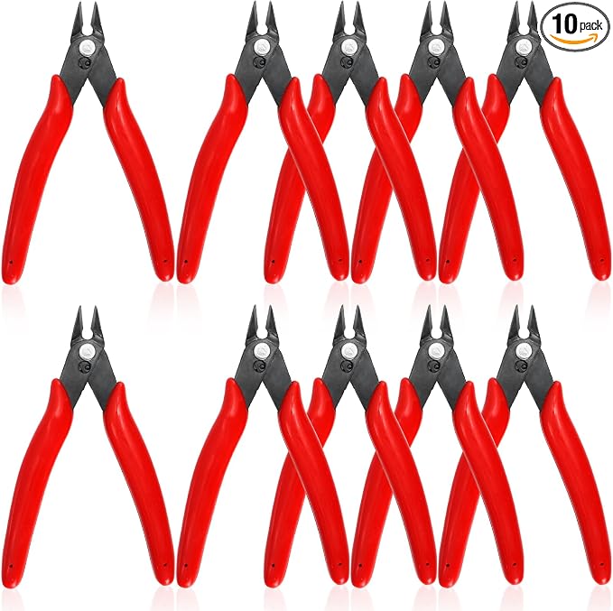 10 Pack 170 Wire Cutters, 5 Inch Small Precision Flush Cut Pliers by Covzoe