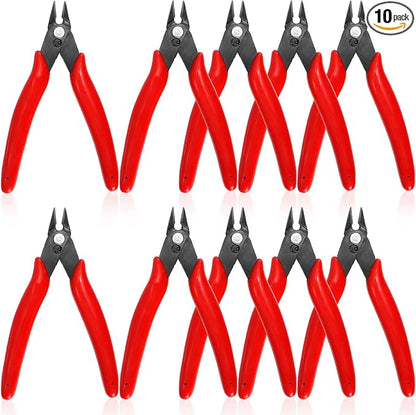 10 Pack 170 Wire Cutters, 5 Inch Small Precision Flush Cut Pliers by Covzoe