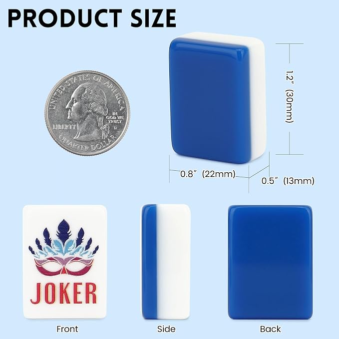American Mahjong Tile Set, 166 Tiles White Blue Acrylic Carving Tiles, Mahjong - Image 3