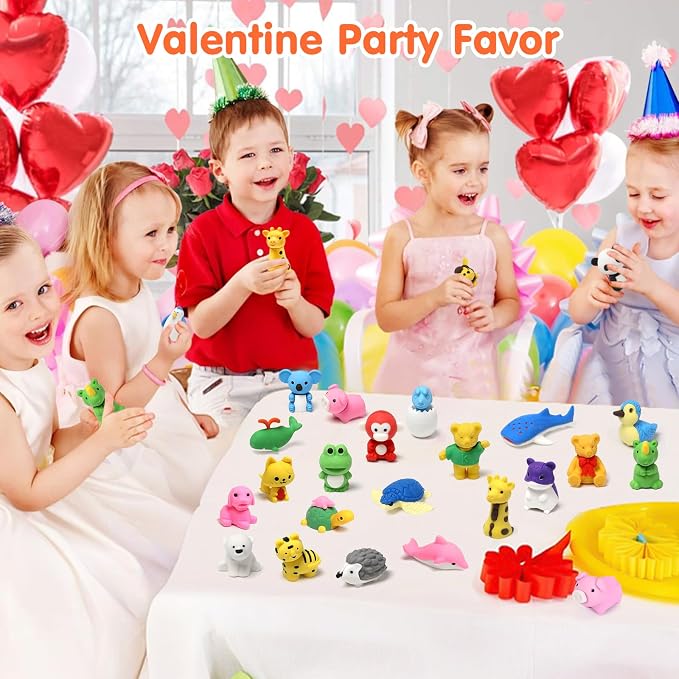 34 Pack Animal Pencil Erasers for Kids, 3D Mini Puzzle Take Apart Erasers - Image 9
