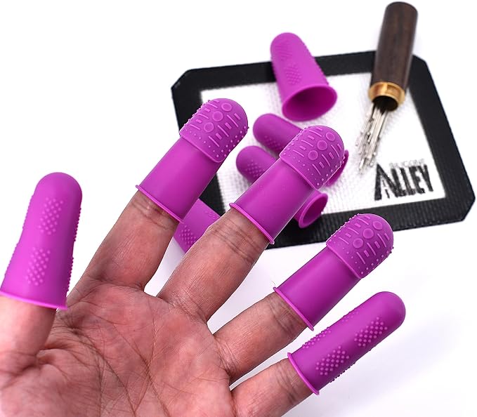 FLEX Thimbles | 9-Pack | 3X-Thick THIK-TIP Medium + Standard Purple Finger - Image 2
