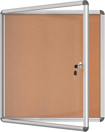 28"x26" Enclosed Bulletin Board, Lockable Weather-Resistant Aluminum Cork by MifuroOfficeProduct