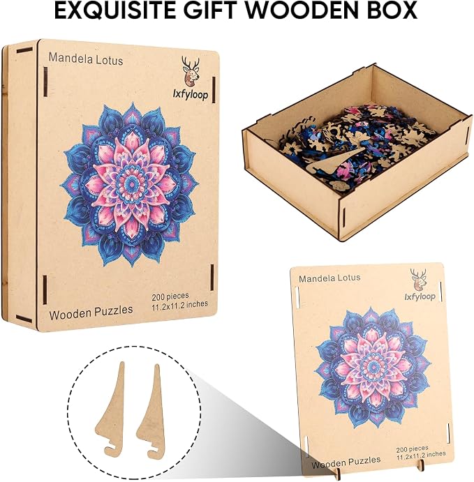 Wooden Puzzles for Adults, Mandela Lotus Adult Puzzles 192 Pieces, Wooden - Image 7