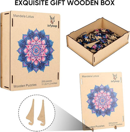Wooden Puzzles for Adults, Mandela Lotus Adult Puzzles 192 Pieces, Wooden - Image 7