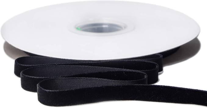 Ribbli Polyester Black Velvet Ribbon, 3/8 Inch, 10-Yard Spool, Use by Ribbli