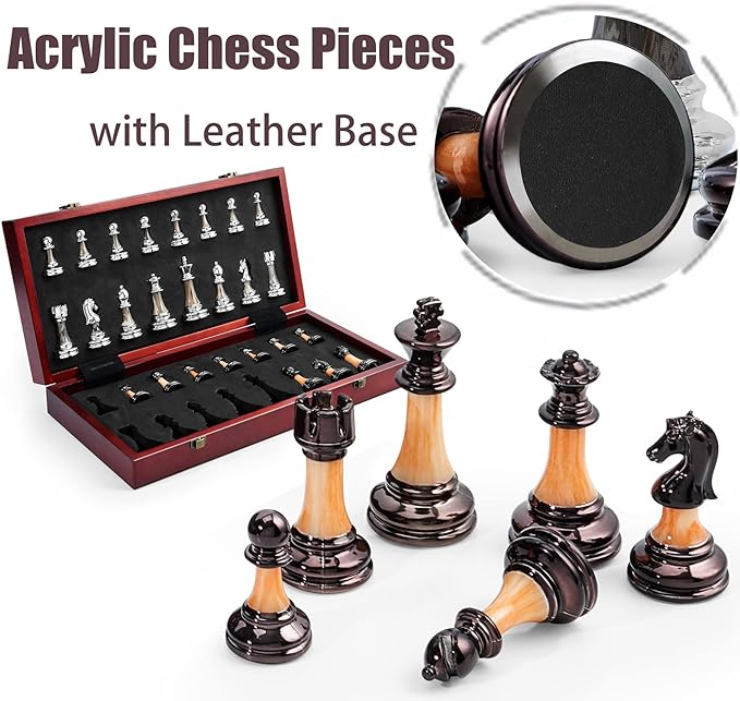 VAMSLOVE Chess Set Large 16''/42cm Folding Wooden Board - Image 2