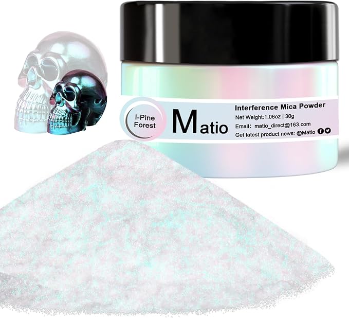 Matio Interference Mica Powder, 1.06oz/ 30g Pine Forest Chrome Powder, by Matio