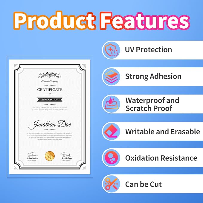 Uinkit 4Mil Thicker Single-Sided Self-Adhesive Laminating Sheets, Office & Home - Image 3