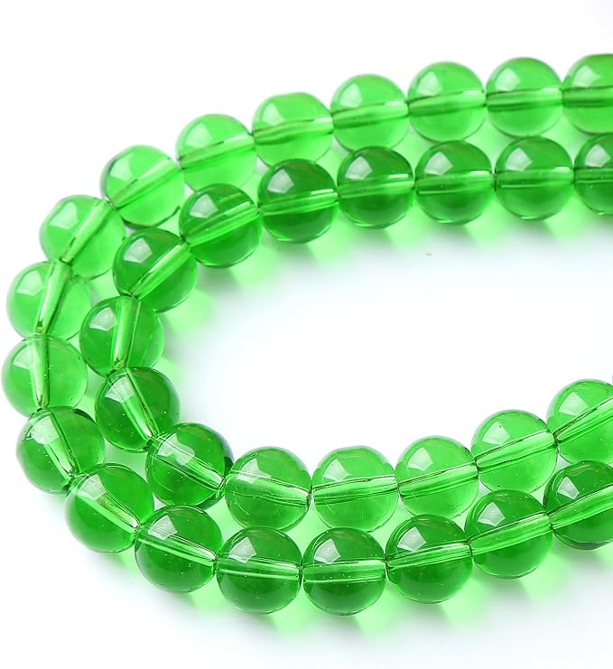 60pcs 6mm Smooth Green Crystal Glass Quartz Beads Round Loose Beads - Image 3