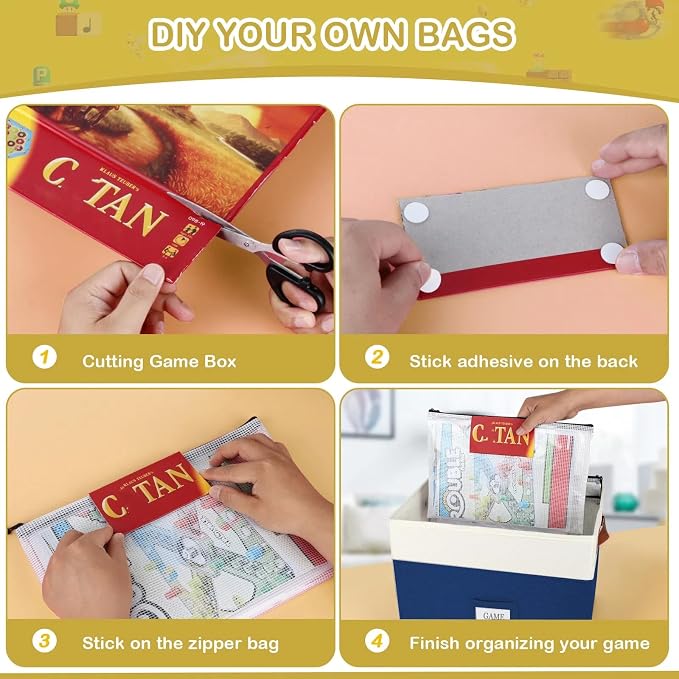Board Game Storage with 12pcs Zipper Bags and Writable Stickers, Board Game - Image 5