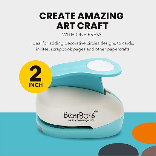 BearBoss 2 Inch Circle Punch, Hole Punch Shapes, Paper Punch Set - Image 5