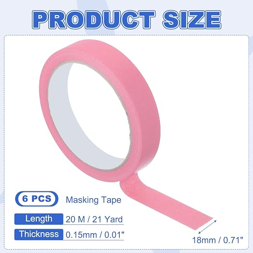 MECCANIXITY Masking Tape 0.7 Inch x 21 Yard Painter's Tape Pink Paint Tapes - Image 2