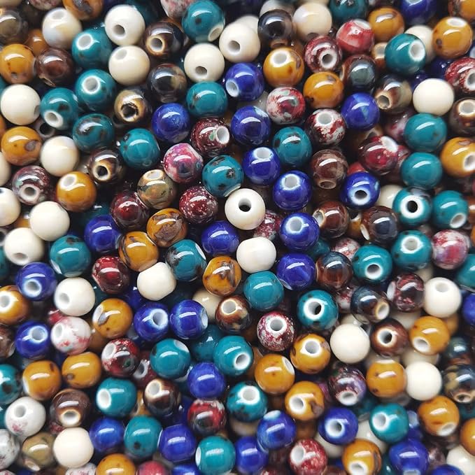 INSPIRELLE 180 Pieces Porcelain Beads Chinese NOT-Round Ceramic Beads 8mm - Image 2