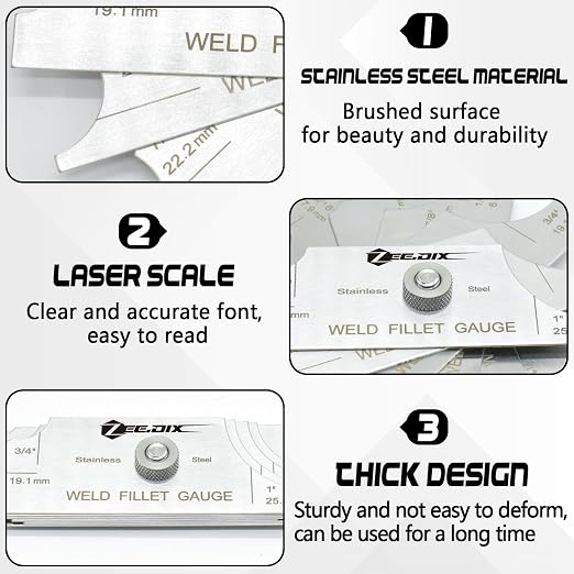 ZeeDix Metal Fillet Weld Gauge Set, Stainless Steel Welding Inspection Gauge - Image 3