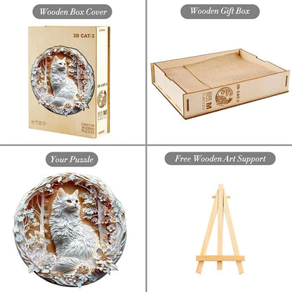 Wooden Puzzles Adults, 3D Cats Wooden Puzzles 200 Pieces, Unique Animal Shaped - Image 3