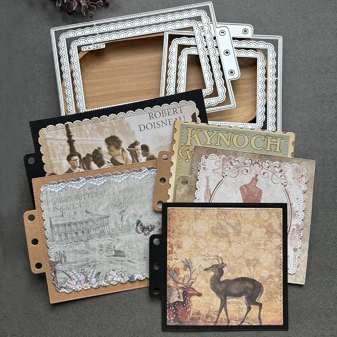 Square Lace Loose-Leaf Cutting Dies, Backgrounds Frame Die Cuts Metal Stencils - Image 7