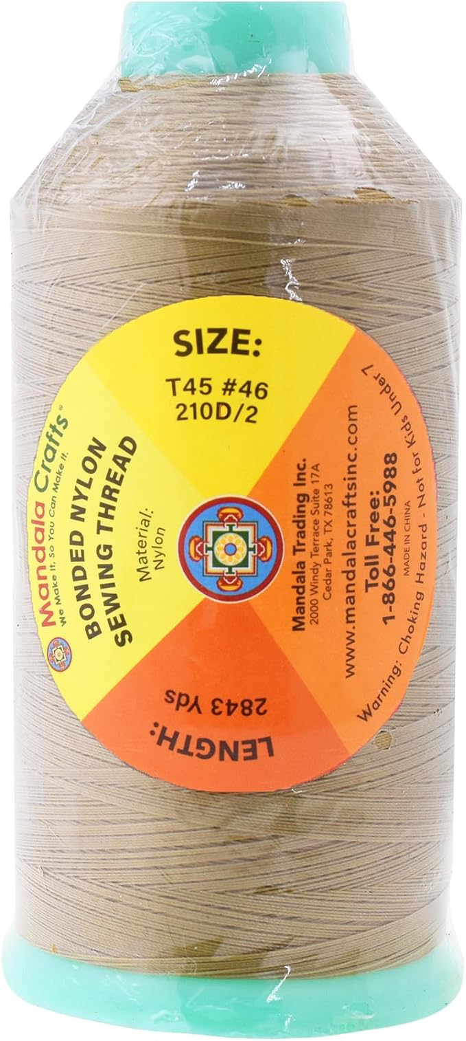 Mandala Crafts Bonded Nylon Thread Khaki Heavy Duty Sewing Threads - Image 3