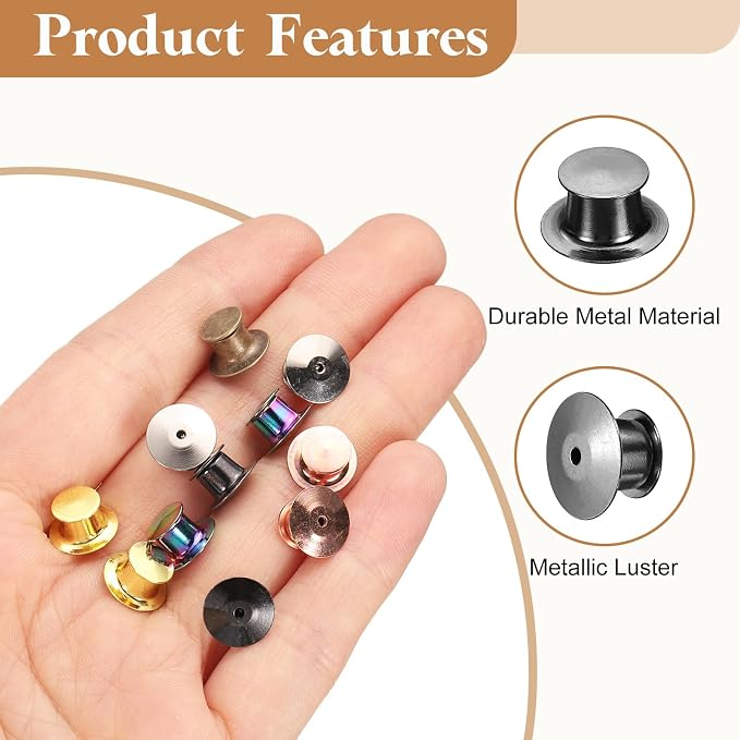 uxcell 40Pcs Metal Locking Pin Backs, Pin Keepers Locking Clasp Flat Head Clamp - Image 3