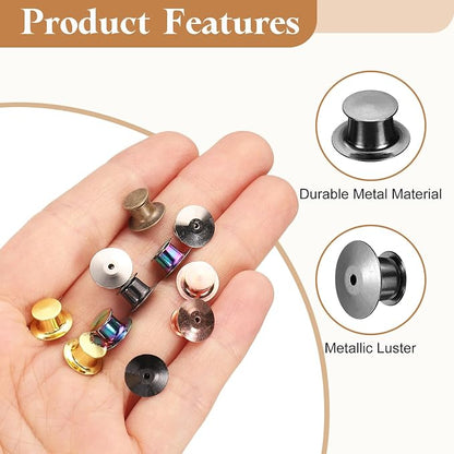 uxcell 40Pcs Metal Locking Pin Backs, Pin Keepers Locking Clasp Flat Head Clamp - Image 3