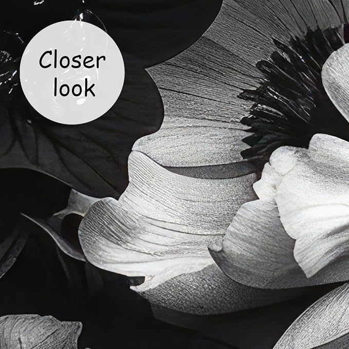 AFZEVEB-Black Peony Floral Wallpaper Vintage Large Flower Wall murals - Image 4