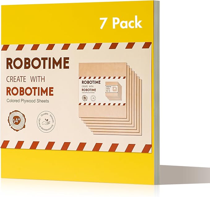 ROBOTIME 7-Pack Double-Sided Colored Basswood Sheets 1/8" by ROBOTIMEBuildingThingstoLife