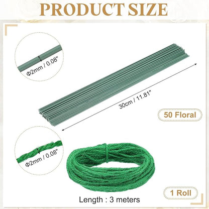 uxcell 50Pcs 2 Gauge Floral Wire, 11.81" Length Flower Stem Wires - Image 2