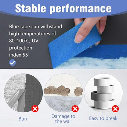 Blue Painters Tape 1.89In x 55Yd Painters Tape 3 Rolls Painters Blue Tape - Image 6