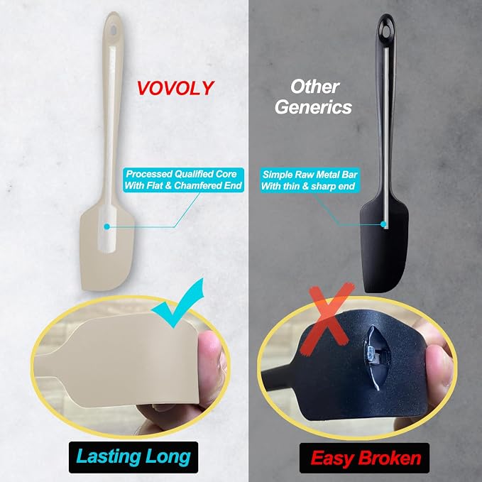 3 Pack Large Silicone Spatula for Kitchen, 600°F Heat resistant Rubber Spatulas - Image 4