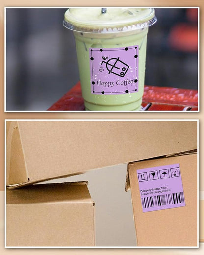 iEager Purple Square Thermal Label Stickers, 500 Sheets/Roll - Image 7