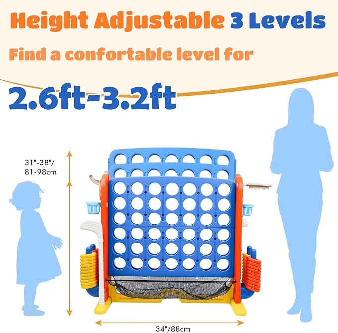 Ancaixin Giant 4 in-A-Row Connect Game Set, Adjustable Height Jumbo Yard Game - Image 5
