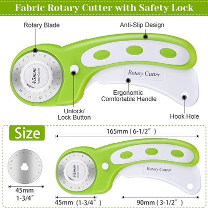 Rotary Cutter Set, Audab Self Healing Sewing Mats Rotary Cutter and Mat 45mm - Image 4