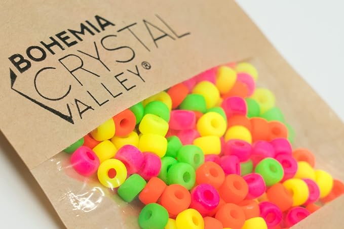 1.76 oz Mix of Big Pony Bagel Czech Glass Beads, 6mm Semi Matte Neon Mix - Image 8