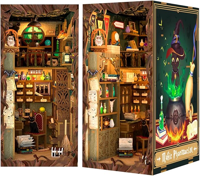 Fsolis Book Nook Kit, DIY Miniature House Kit 3D Wooden Puzzle Craft Kit by FsolisDIYDollhouse