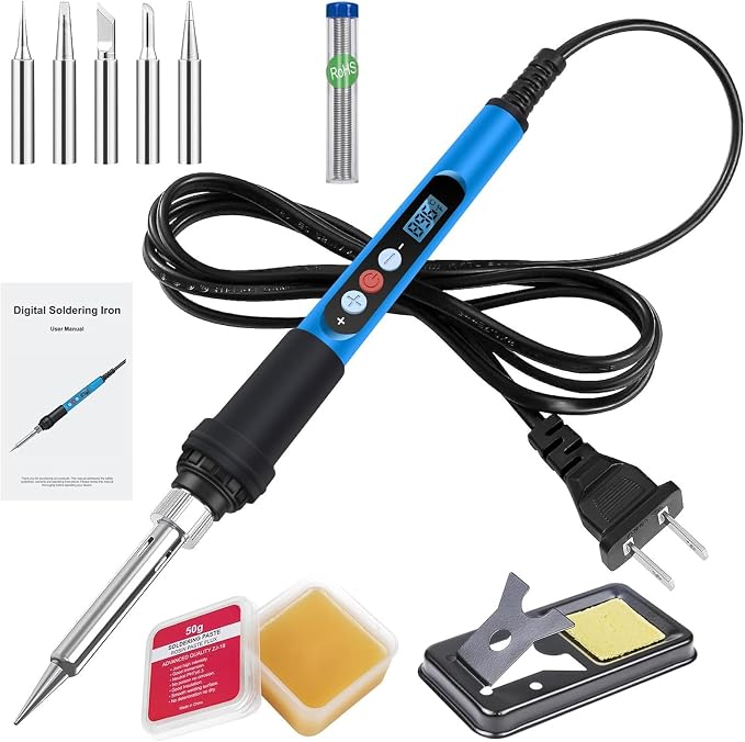 Soldering Iron Kit, 90W 110V Fast Heat up LCD Digital Soldering Gun kit by ANBES