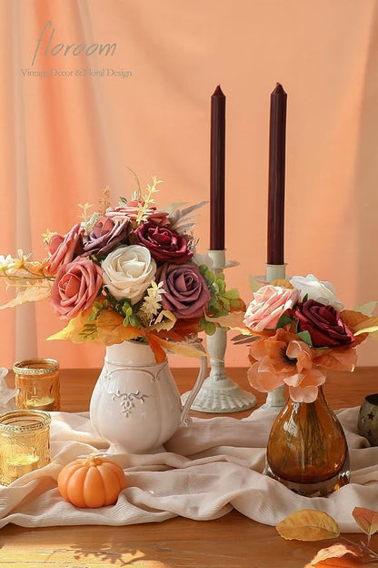 Floroom Artificial Flowers 25pcs Real Looking Burgundy Ombre Colors Foam Fake - Image 2