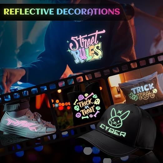 GIRAFVYINL Reflective HTV Heat Transfer Vinyl, Refelctive Iron on Vinyl Neon - Image 7