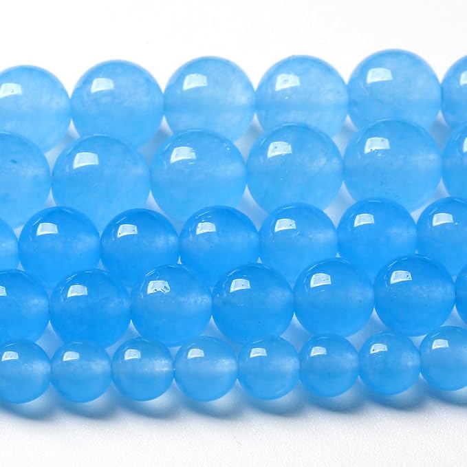 10MM Natural Stone Aquamarine Blue Chalcedony Beads Round Loose Beads by Unknown